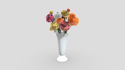 Orange flowe plant, sofa, cabinet, sence, chair