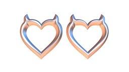 Brooch Heart Diablo jewellery, diablo, heart, jewelry, pendant, 3d-print, horn, brooch, 3dprint, hardsurface, highpoly
