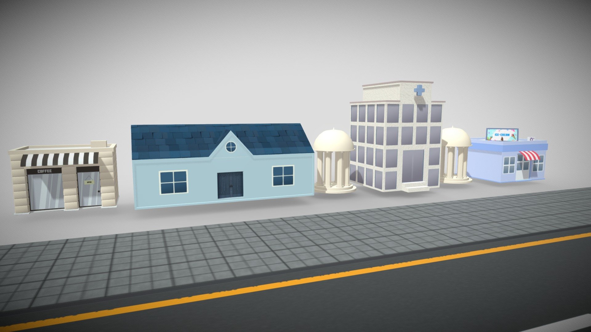 Low Poly Building Pack | Game Asset includes




Coffee Shop

Hospital

Dome

IceCream Shop

House

Road
 - Low Poly Building Pack | Game Asset - 3D model by Omer Bhatti (@OmerBhatti) 3d model