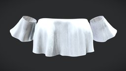 Strapless Flare Tube Top With Separate Sleeves cute, white, fashion, girls, tube, top, clothes, with, flare, summer, realistic, real, sweet, sleeves, womens, separate, wear, loose, pbr, low, poly, female, blue, flaring, strapless