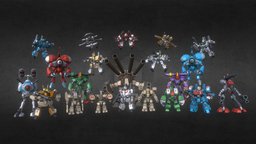 SD Macross Collection mech, low-poly, anime, robot