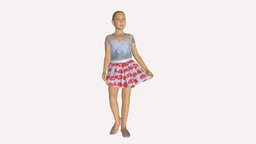 Young Girl In White Lips Skirt 0753 style, people, fashion, beauty, young, realistic, woman, outfit, success, character, 3dprint, girl, model, scan