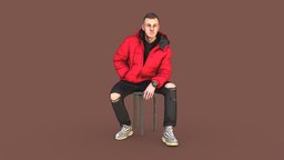 Handsome Guy in Jeans with Torn Knees Sitting sitting, standing, photorealistic, urban, tokyo, nyc, casual, citizen, handsome, tourist, seoul, handsinpockets, man, usa, student, street, male, worldwide