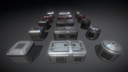 Sci-Fi Containe Set textures, 4k, props, blender-3d, sci-fi-props, 3dhaupt, substancepainter, pbr, blender3d, sci-fi, containe