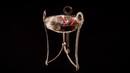Ancient Greek Brazier torch, greek, ancient, bronze, fire, roman, brazier, tripod, game-asset, lighting, gameasset, light