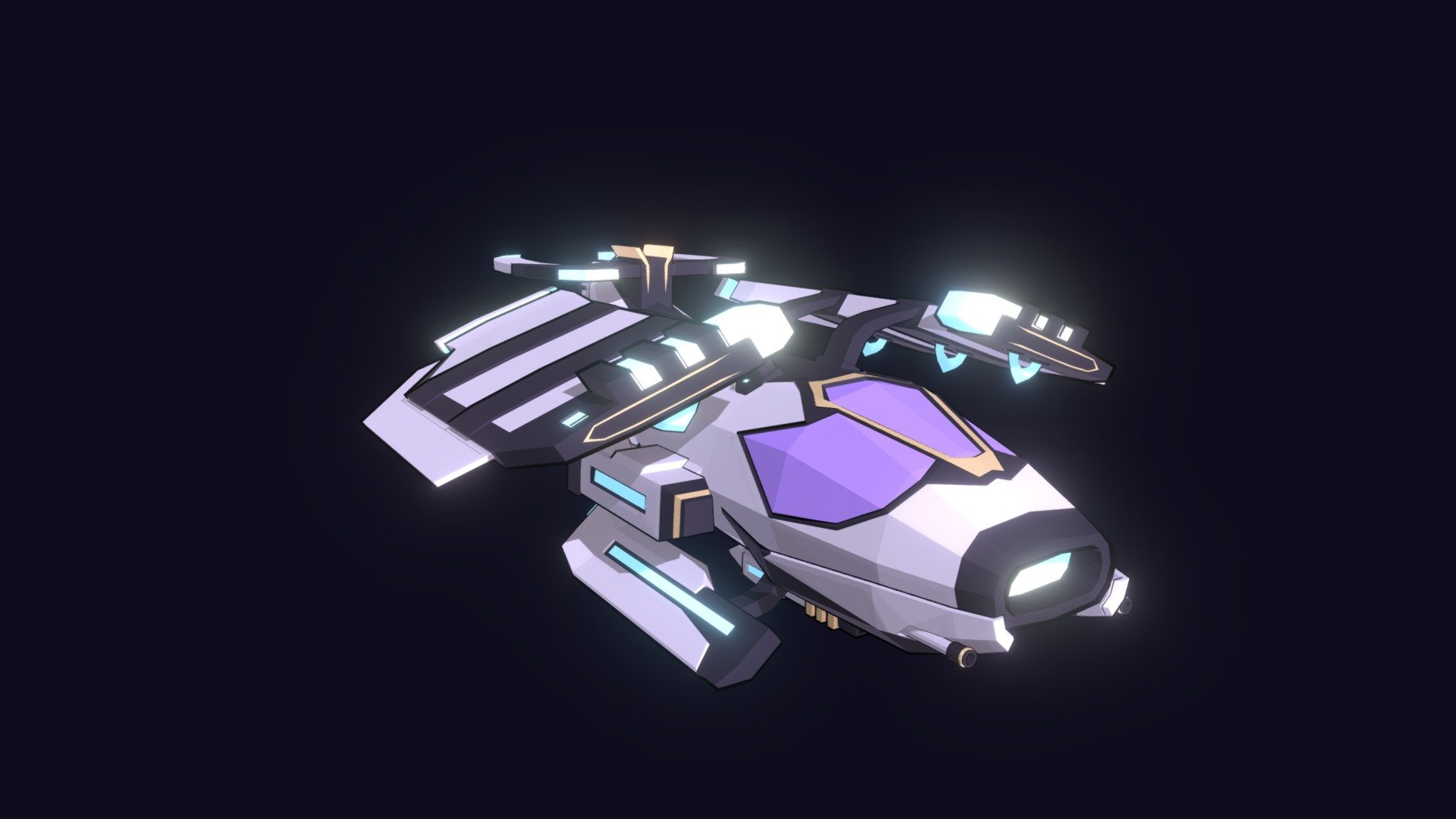 Another ship for Spectral_Signal. This one is Pegasus. Taking some inspiration from the horse deity I created a ship with white and gold colours, though not completely white, and tried to give it a sort of winged look.

This version has a smaller wingspan and no boosters on the side. I made an alternate version that I will upload too 3d model