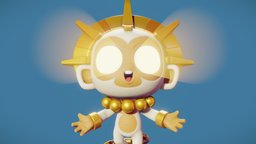 The Sun God monkey, sculpt, fanart, god, divine, blender, stylized, sculptjanuary2020, bloons