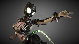 SpiderCat armor, cat, cute, avatar, mech, soldier, heroine, unreal, tech, superhero, neko, kawaii, spider-man, furry, vrchat, spidergwen, spiderverse, unity, girl, pbr, blender3d, scifi, anime, noai