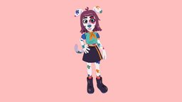 Dotty toon, flower, dog, furry, blueeyes, vtuber, cartoon, doggirl, vseeface