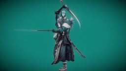 Zombie samurai with animations film, anatomy, topology, demon, basemesh, elf, creepy, wyvern, nightmare, pixar, sketch, vr, bitgem, hydra, disney, boss, print, realistic, ghoul, poseidon, scavenger, illustration, fan-art, cellshading, hairy, printready, greek-mythology, substancepainter, handpainted, blender, pbr, lowpoly, bust, zbrush, stylized, fantasy, dragon, anime, sculpture, "mythological-creature", "fridaynightfunkin", "pose-ready"