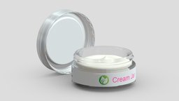 Cream Jar Generic PBR Realistic body, face, hair, product, wash, washing, bath, fashion, beauty, cream, makeup, jar, clean, cleaning, woman, shampoo, cosmetics, skincare, toiletries, toning, asset, game, 3d, bottle, skin