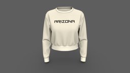 Chest Printed Women Sweatshirt women, vr, ar, sweatshirt, apparel, clo3d, marvelousdesigner, metaverse, low_poly, low-poly, 3d, lowpoly, clothing, 3dapparel, virtualapparel, 3dappareldesign, binarycloth