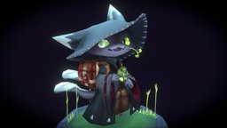 Magic Merchant Cat cat, cute, kitty, lowpoly-handpainted, lowpolymodel, character, handpainted, 3d-coat, lowpoly, gameart, gamecharacter, fantasy, 3dmax, magic
