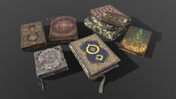 Old Vintage Books kit, set, books, book, gameready