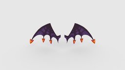 Cartoon black devil wing demon, devil, spirit, wings, fiend, costume, ghosts, lowpolymodel, vampires, character, handpainted, cartoon, stylized, decoration, monster, fantasy, halloween, clothing, evil