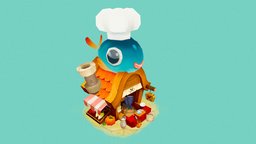 Fish shop building fish, fishouse, lowpolymodel, lowpoly, handpainted-lowpoly, noai