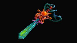 SketchfabWeekly 22, anchor, octopus, water, chain, week, rudder, sketchfabweeklychallenge, cartoon, sword, stylized, fantasy, sea