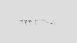 Scifi Small Antenna and Radio Dish Pack Low-poly antenna, communication, com, pack, cyberpunk, collection, dish, array, radar, mast, satelite, audio-device, sci-fi, radio, radio-dish, satelite-dish