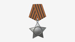 Decoration order mockup 03 cross, armed, soldier, army, hero, service, medal, metal, star, award, badge, ribbon, honor, achievement, success, 3d, pbr, military, decoration