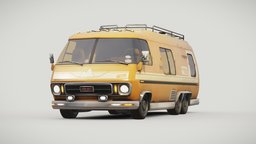 FREE GMC Motorhome reimagined low poly truck, us, van, vintage, retro, road, rusty, american, 80s, old, staffpicks, motorhome, 70s, rv, large, free3dmodel, gmc, freedownload, camper, recreational, freemodel, vehicle, usa, car, free