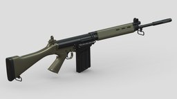 FN FAL High-poly rifle, grenade, assault, high, soldier, revolver, army, handgun, carbine, generic, semi, long, submachine, defense, equipment, firearm, vr, bullpup, ar, firearms, automatic, machine, battle, pistol, sniper, launcher, personal, semi-automatic, weapon, asset, game, 3d, low, poly, military, shotgun, gun, gear, war, "light", "multiple-barrel"