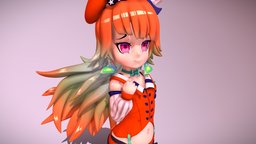 Loli Takanashi Kiara [Figurine]. hair, fanart, cute, bird, orange, stand, small, phoenix, feet, planks, stockings, figurine, loli, feathers, kawaii, plushie, kiara, downloadable, belly, longhair, beret, streamer, takanashi, bellybutton, shortskirt, vtuber, gradiant, girl, blender, blender3d, zbrush, wood, anime, sculpture, nu-nozi, animeart, hololive, kfp, hololiveen, "artsofashes", "hui-nitsukusu", "xiao-niao-you-kiara"