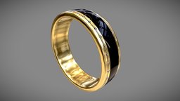 Blackstripe Ring Low-Poly dae, scene, diamonds, rpg, games, circle, jewelry, obj, fbx, golden, dourado, anel, joia, render, 3dsmax, lowpoly, ring