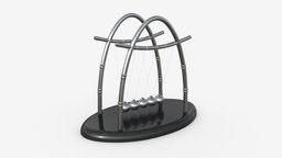Newton Cradle Balance Steel Balls 02 gravity, hanging, sphere, physics, chrome, metal, motion, science, balance, pendulum, newton, movement, cradle, reaction, 3d, pbr, ball, steel