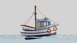 TOY BOAT fish, fishing, ocean, social, distance, cartoon, blender, ship, boat