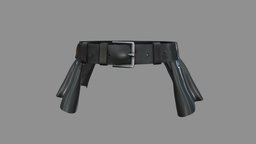 Black Leather Peplum Belt steampunk, leather, medieval, belt, pbr, low, poly, female, fantasy, male, black, peplum