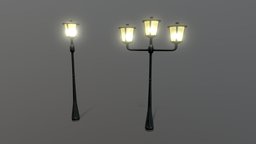 Light poles victorian, steampunk, old, streetlight, lightpost, lightpole, pbr-game-ready, architecture, asset, pbr, lowpoly, city, street, dark, electric, history, light, gameready