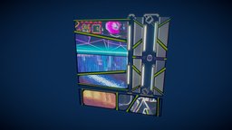 Sci Fi BIllboard 05 future, sci, fi, urban, road, cyber, cyberpunk, sign, ready, billboard, wire, kitchen, advert, asset, game, lowpoly, futuristic, stylized, street, wall, wall-sign