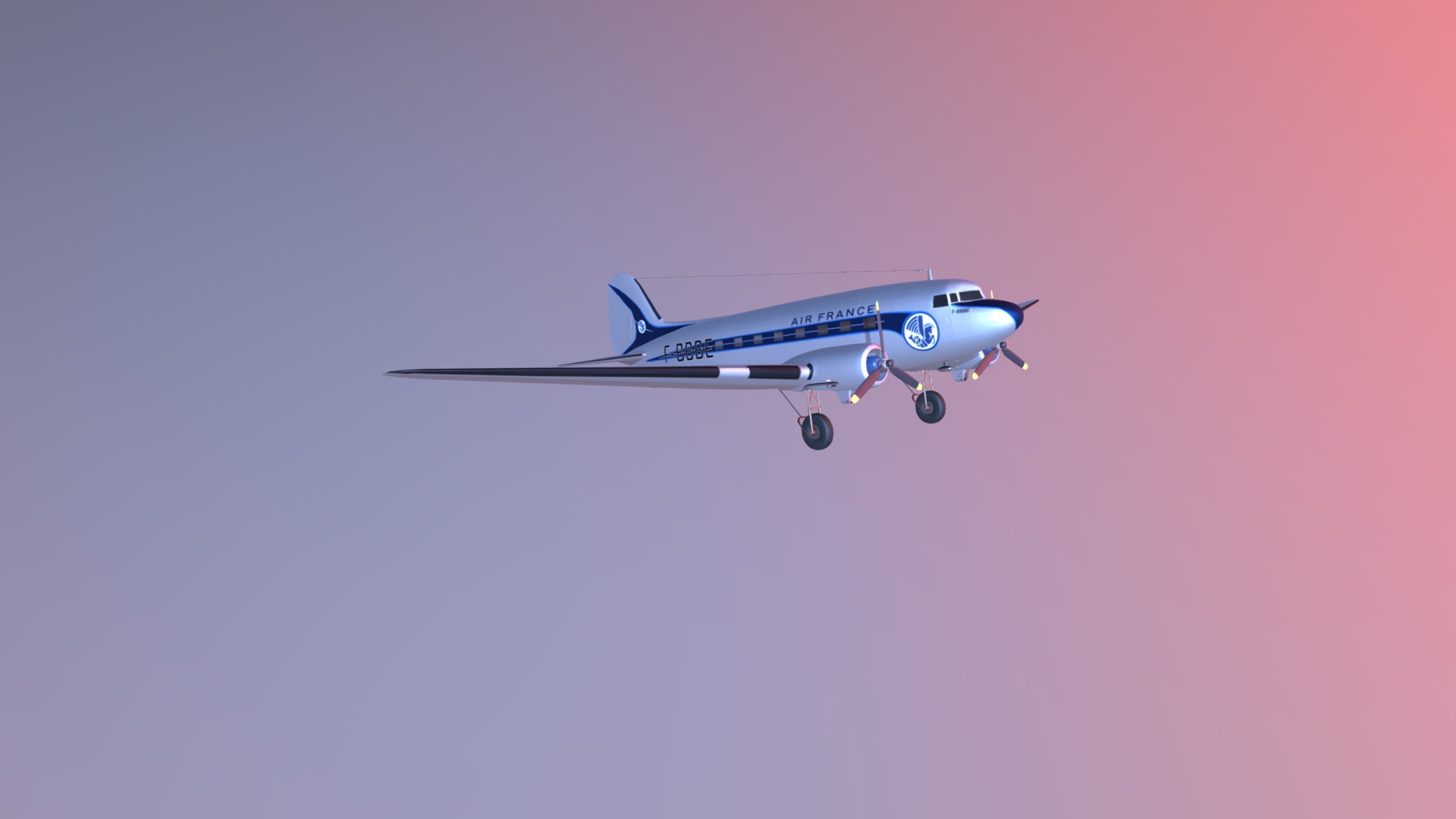 Aircraft from the 2nd world war. Located in France Roissy, this vintage plane has a long and decorated history 3d model