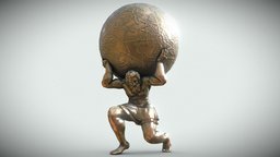Atlas archeology, greek, ancient, bronze, historic, prop, unreal, atlas, god, ready, vr, titan, 4k, fbx, statue, museum, old, mythology, roman, unity, architecture, asset, game, blender, art, pbr, decoration, sculpture