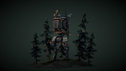 The Travel Machine mech, robotic, mecha, rv, woods, wanderer, traveler, outdoors, campervan, vehicle, sci-fi, scifi-vehicle