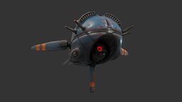 Alien Probe drone, tech, probe, satellite, alien, biotechnology, xeno, pbr, lowpoly, free, robot, download, gameready, noai, technoorganic