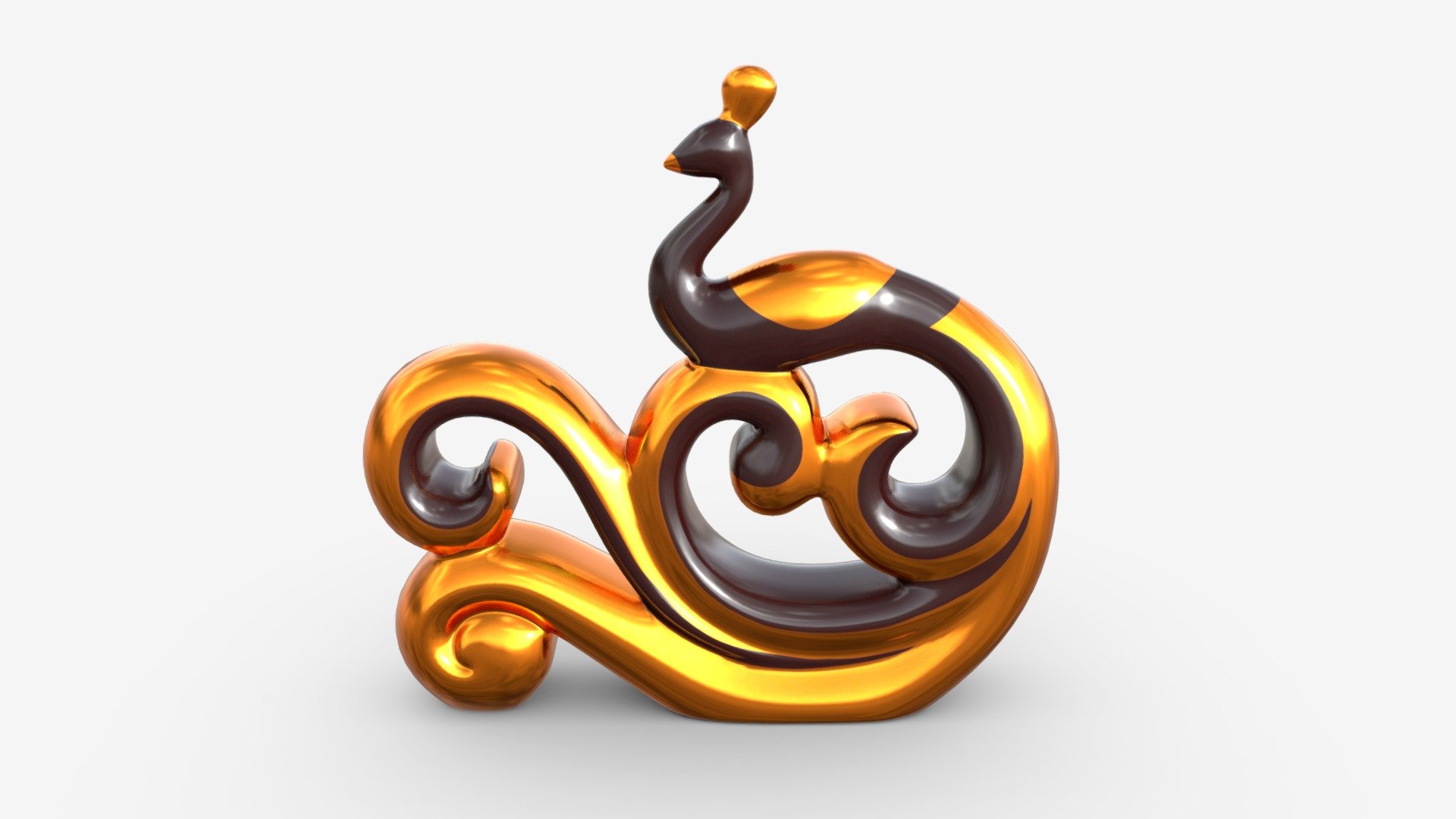 Modern Peacock Ceramic Figurine gold - Buy Royalty Free 3D model by HQ3DMOD (@AivisAstics) 3d model