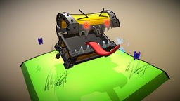 Cute mimic chest grass, cute, chest, teeth, tongue, mimic, butterfly, treasure, kawaii, keyhole, shy, blush, substance, painter, maya, photoshop, monster, fantasy, dark, souls