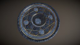 Library Interior: Magic Circle moon, circle, effect, metal, handcrafted, teleportation, magiccircle, handpainted, stone, magic, noai