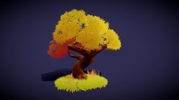 Stylized Tree tree, green, sculpt, forest, grass, orange, nature, bush, artstation, substancepainter, handpainted, unity, low-poly, cartoon, game, blender, lowpoly, stylized, fantasy, anime