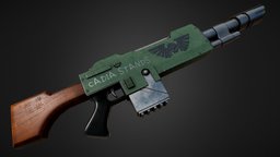 Lasgun Warhammer 40K warhammer, 40k, rifle, trooper, starship, guard, imperial, 3d, laser, gun