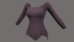 Boho Hem Female Top mini, red, fashion, purple, girls, top, bottom, clothes, dress, womens, teal, wear, boho, willow, hem, pbr, low, poly, female, black