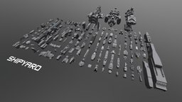 Shipyard Strikes Back kit, collection, machine, part, shipyard, kitbash, science-fiction, sci-fi, ship, space, spaceship