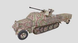 SD.KFZ. 7/2 mit Flak37 german, wwii, anti-aircraft, ww2weapons, 37mm, half-track, noai, flak37