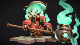 Skeleton Knight AKA Potboy dae, skeleton, dungeon, guardian, smoke, autodeskmaya, howest, handpaited, pbr-texturing, substancepainter, maya, character, design, home, zbrush, stylized, ghost, knight, daesdc2022, daesdc2022character