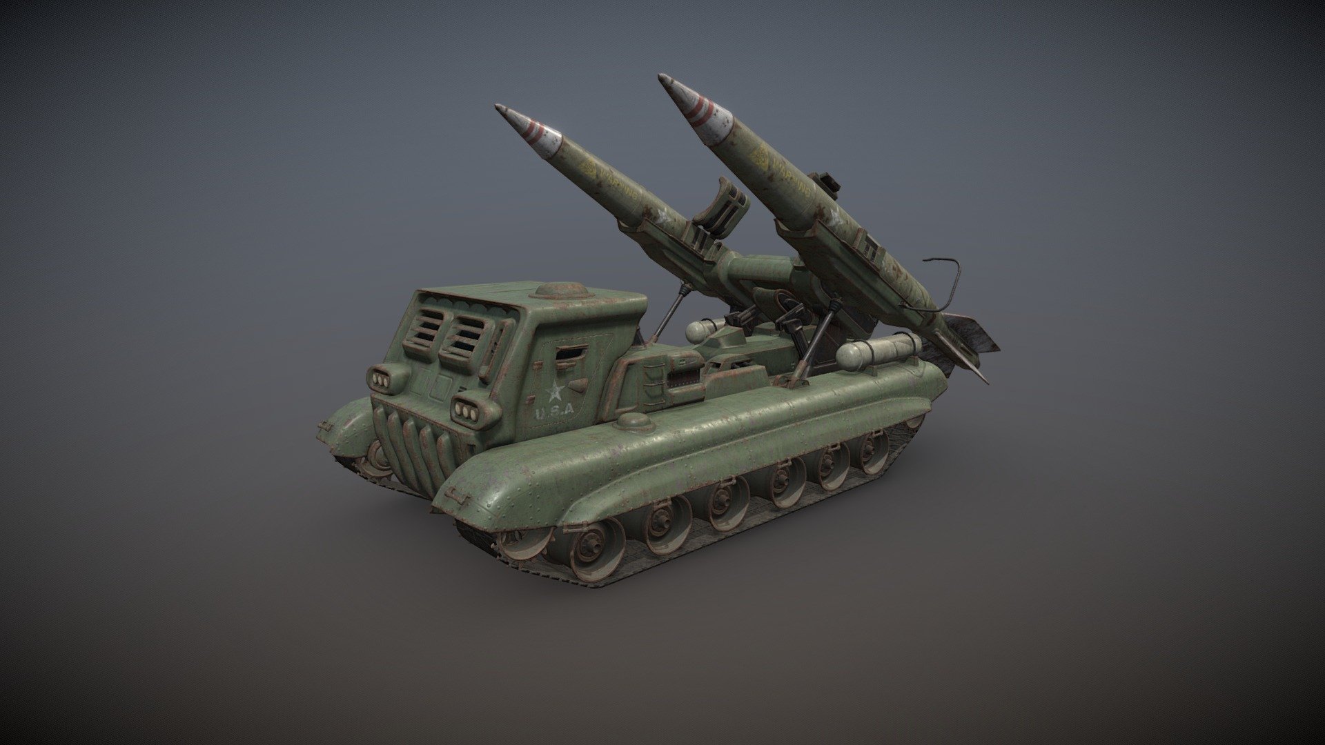 This Missile Launcher vehicle is of Atom-Punk inspiration &amp; created from left-over / un-used concept art.

This model has been created using a high-low poly construction method &amp; comes with a PBR Metallic / Roughness texture set. 

Originally created for modding purposes.

See more of my artwork on my ArtStation:

https://www.artstation.com/edgeuk90

Notice: Incorrect download / ripping of this content will result in a DMCA being filed against you 3d model