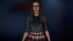 Girl In Skirt 2 anatomy, , asian, skirt, , , manga, woman, bikini, underwear, girl, blender3d, female, anime, rigged
