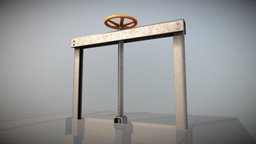 Wasserschleuse high-poly, vis-all-3d, 3dhaupt, software-service-john-gmbh, wasserschleuse, water-lock, rotating-wheel, drehrad, turn-the-wheel, water-sluice-gate, water-lock-gate