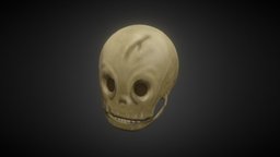 Stylized Cartoon Skull sculpt, prop, cartoony, cartoonish, downloadable, vrchat, cartoon, hand-painted, skull, free, stylized, evil
