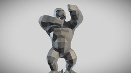 Gorilla King Kong lowpoly cnc, polygonal, papercraft, kong, welding, king, metal, pepakura, lowpoly